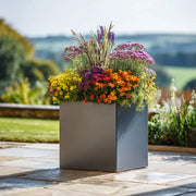 40cm Zinc Galvanised Matte Grey Square Planter